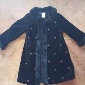 Gymboree black velvet fur  long coat